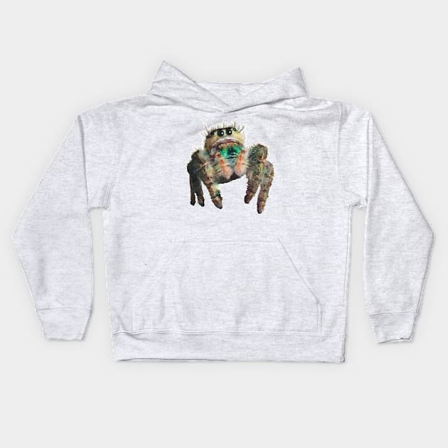 Furry Jumping Spider Kids Hoodie by Griffelkinn